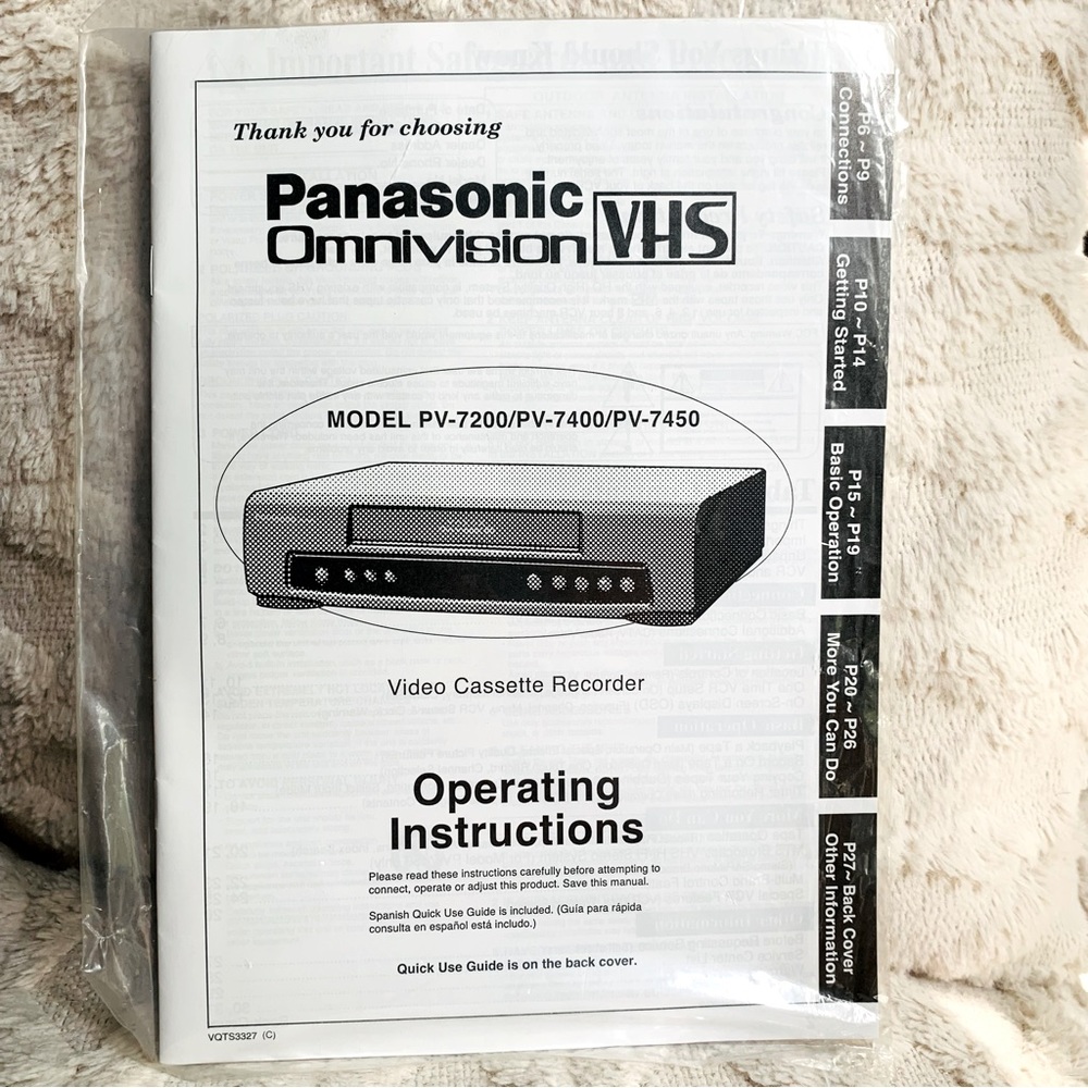 Panasonic Omnivision VHS PV-7200 PV-7400 PV-7450 operating instructions manual
